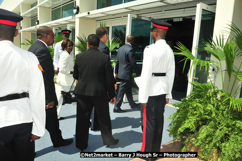 The Unveiling Of The Commemorative Plaque By The Honourable Prime Minister, Orette Bruce Golding, MP, And Their Majesties, King Juan Carlos I And Queen Sofia Of Spain - On Wednesday, February 18, 2009, Marking The Completion Of The Expansion Of Sangster International Airport, Venue at Sangster International Airport, Montego Bay, St James, Jamaica - Wednesday, February 18, 2009 - Photographs by Net2Market.com - Barry J. Hough Sr, Photographer/Photojournalist - Negril Travel Guide, Negril Jamaica WI - http://www.negriltravelguide.com - info@negriltravelguide.com...!