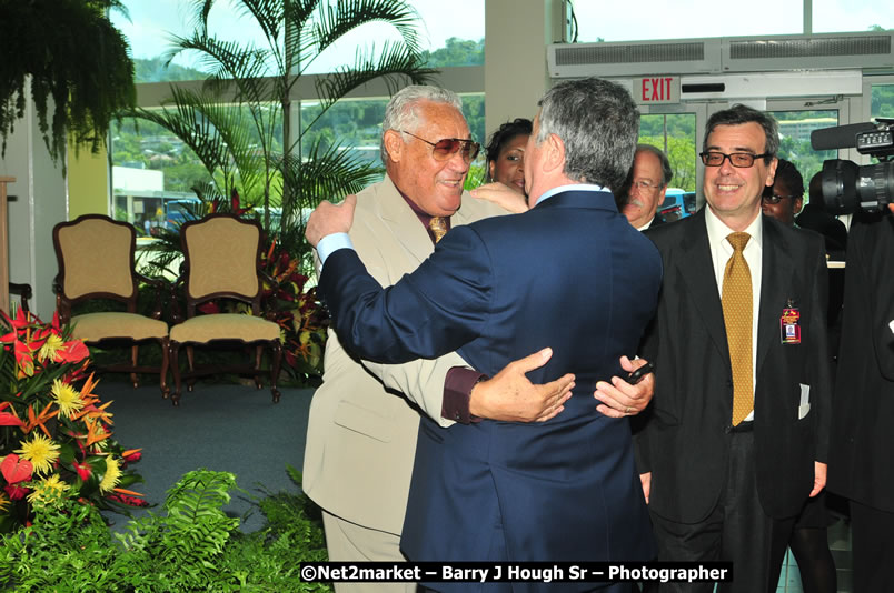 The Unveiling Of The Commemorative Plaque By The Honourable Prime Minister, Orette Bruce Golding, MP, And Their Majesties, King Juan Carlos I And Queen Sofia Of Spain - On Wednesday, February 18, 2009, Marking The Completion Of The Expansion Of Sangster International Airport, Venue at Sangster International Airport, Montego Bay, St James, Jamaica - Wednesday, February 18, 2009 - Photographs by Net2Market.com - Barry J. Hough Sr, Photographer/Photojournalist - Negril Travel Guide, Negril Jamaica WI - http://www.negriltravelguide.com - info@negriltravelguide.com...!