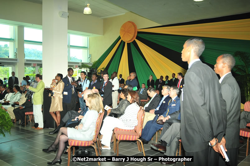 The Unveiling Of The Commemorative Plaque By The Honourable Prime Minister, Orette Bruce Golding, MP, And Their Majesties, King Juan Carlos I And Queen Sofia Of Spain - On Wednesday, February 18, 2009, Marking The Completion Of The Expansion Of Sangster International Airport, Venue at Sangster International Airport, Montego Bay, St James, Jamaica - Wednesday, February 18, 2009 - Photographs by Net2Market.com - Barry J. Hough Sr, Photographer/Photojournalist - Negril Travel Guide, Negril Jamaica WI - http://www.negriltravelguide.com - info@negriltravelguide.com...!