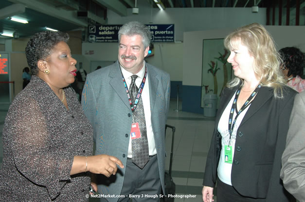 Minister of Tourism, Hon. Edmund Bartlett - Director of Tourism, Basil Smith, and Mayor of Montego Bay, Councilor Charles Sinclair Launch of Winter Tourism Season at Sangster International Airport, Saturday, December 15, 2007 - Sangster International Airport - MBJ Airports Limited, Montego Bay, Jamaica W.I. - Photographs by Net2Market.com - Barry J. Hough Sr, Photographer - Negril Travel Guide, Negril Jamaica WI - http://www.negriltravelguide.com - info@negriltravelguide.com...!