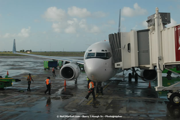 MBJ Airports Limited Welcomes WestJet Airlines - Inaugural Scheduled Service From Toronto Pearsons International Airport - Monday, December 10, 2007 - Sangster International Airport - MBJ Airports Limited, Montego Bay, Jamaica W.I. - Photographs by Net2Market.com - Barry J. Hough Sr, Photographer - Negril Travel Guide, Negril Jamaica WI - http://www.negriltravelguide.com - info@negriltravelguide.com...!