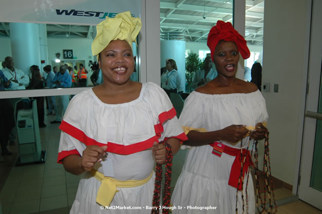 MBJ Airports Limited Welcomes WestJet Airlines - Inaugural Scheduled Service From Toronto Pearsons International Airport - Monday, December 10, 2007 - Sangster International Airport - MBJ Airports Limited, Montego Bay, Jamaica W.I. - Photographs by Net2Market.com - Barry J. Hough Sr, Photographer - Negril Travel Guide, Negril Jamaica WI - http://www.negriltravelguide.com - info@negriltravelguide.com...!