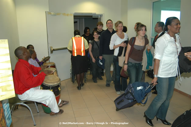 MBJ Airports Limited Welcomes WestJet Airlines - Inaugural Scheduled Service From Toronto Pearsons International Airport - Monday, December 10, 2007 - Sangster International Airport - MBJ Airports Limited, Montego Bay, Jamaica W.I. - Photographs by Net2Market.com - Barry J. Hough Sr, Photographer - Negril Travel Guide, Negril Jamaica WI - http://www.negriltravelguide.com - info@negriltravelguide.com...!