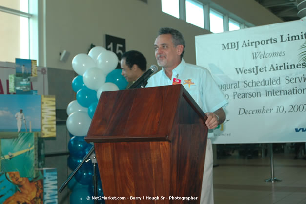 MBJ Airports Limited Welcomes WestJet Airlines - Inaugural Scheduled Service From Toronto Pearsons International Airport - Monday, December 10, 2007 - Sangster International Airport - MBJ Airports Limited, Montego Bay, Jamaica W.I. - Photographs by Net2Market.com - Barry J. Hough Sr, Photographer - Negril Travel Guide, Negril Jamaica WI - http://www.negriltravelguide.com - info@negriltravelguide.com...!